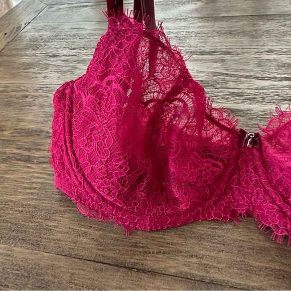 Victoria’s Secret 36D Dream Angels Burgundy Pink Lace Push Up Underwire Bra - Picture 4 of 6